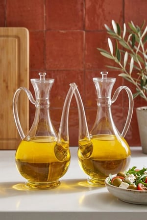 2'li Borosilikat Cam İbrik Yağlık Sirkelik Seti 750 ml - Damlatmaz Yağdanlık