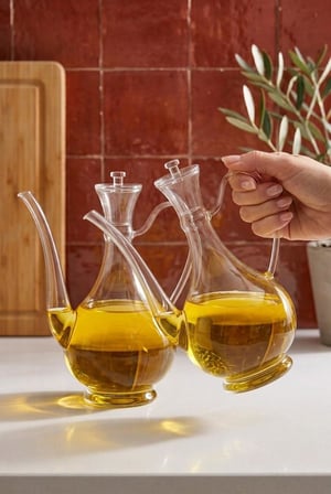 2'li Borosilikat Cam İbrik Yağlık Sirkelik Seti 750 ml - Damlatmaz Yağdanlık