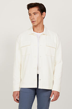 Oversize Fit Bol Kesim Klasik Yaka Pamuklu Desenli Gömlek Ceket