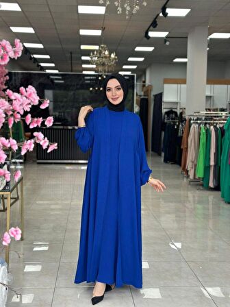 Hülya Abaya Takım Saks Mavisi Beden 2-44-48