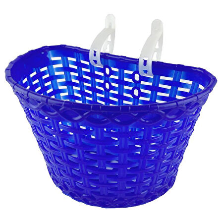 16-20 Jant Uyumlu Hasır Desenli Plastik Çocuk Bisikleti Ön Sepet Mavi