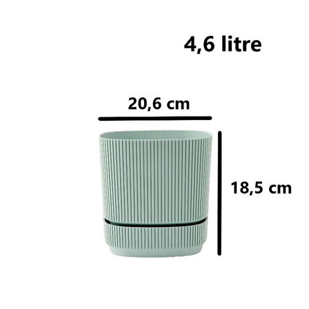 Omnipazar KRS-244 Pera Kare Dekoratif Kaktus Sukulent Saksı 4,6 Litre No 4
