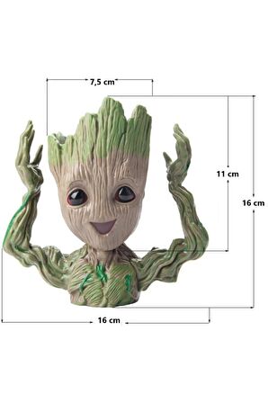 Galaksinin Koruyucuları Baby Groot Figür Eller Havada Saksı Kalemlik Orijinal Ürün Kırılmaz