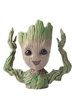 Galaksinin Koruyucuları Baby Groot Figür Eller Havada Saksı Kalemlik Orijinal Ürün Kırılmaz