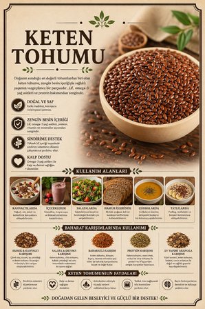 Keten Tohumu 400Gr | Doğal Altın Keten Tohumu | Yüksek Lifli Besleyici Tohum