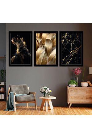 GOLD AYNALI PLEKSİ ÇERÇEVELİ MİNİMALİST PEMBE DOĞAL DESENLİ SOYUT ÇİZİM TABLO