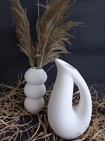 SÜRAHİ BALON VAZO SET BEYAZ