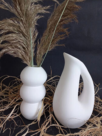 SÜRAHİ BALON VAZO SET BEYAZ