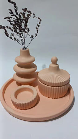 VİDA VAZO TABAKLI MUMLUK SET RANDOM