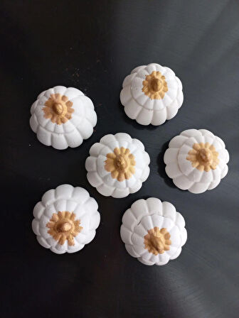 Mini Balkabağı 6'lı Lokumluk, Kahve Yanı Sunumluk Beyaz Dekoratif Obje