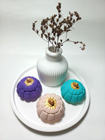 Tabaklı 3'lü Mini Balkabağı Vazo Dekoratif Set Random