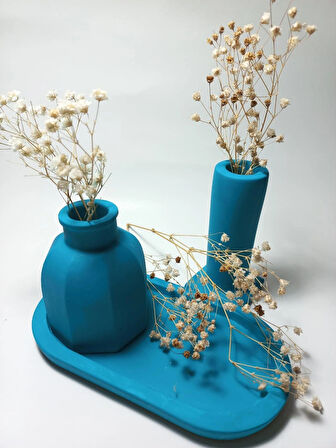 Tabaklı Dekoratif İkili Vazo Set Random