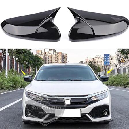 Honda Civic FC5 FK7 2016-2021 Batman Yarasa Ayna Kapağı Piano Black ABS Plastik