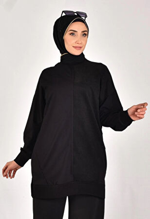 CYLN10569 PUANE İKİ İPLİK KUMAŞ ÇİZGİLİ KUMAŞ GARNİLİ SWEATSHIRT