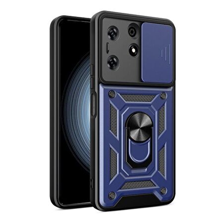 Gpack Tecno Spark 10 Pro Kılıf Sert Silikon Tank Aramid Sürgülü Vega Yüzüklü