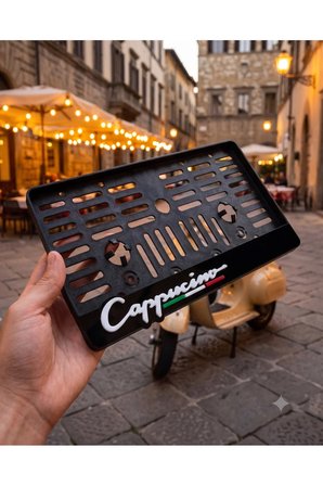 Cappuccino İsme Özel Kabartmalı Lüks Pleksi Plakalık Motor