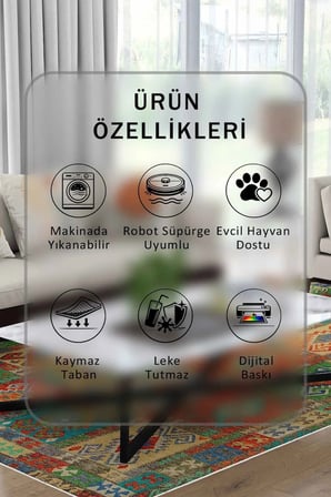Yıkanabilir Kaymaz Taban Dijital Baskılı Halı ve Yolluk – Leke Tutmaz Salon & Mutfak Halısı