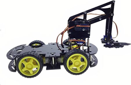 Emes Robotik Robot Kollu 4wd Engelden Kaçan Ve Çizgi Izleyen Bluetoothlu Araç Seti