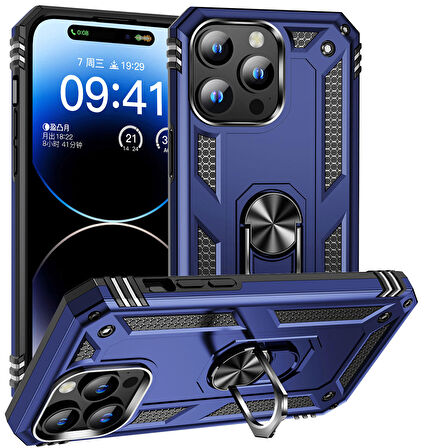 Gpack Apple iPhone 15 Pro Kılıf Vega Tank Standlı Yüzüklü Mıknatıslı