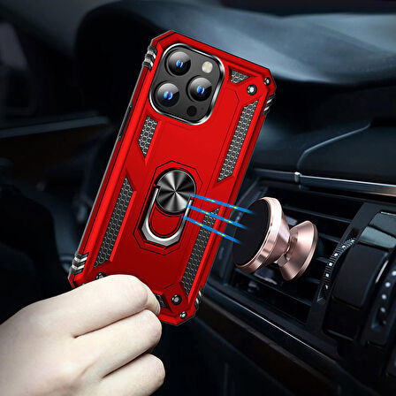 Gpack Apple iPhone 15 Pro Kılıf Vega Tank Standlı Yüzüklü Mıknatıslı