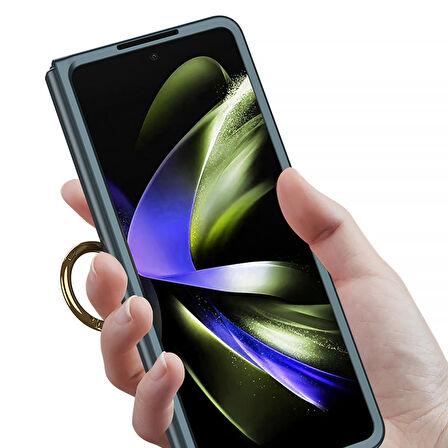 Gpack Samsung Galaxy Z Fold 5 Kılıf Kıpta Ring Mat Sert Kapak