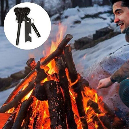 CELİK AVM® Acil Durum Magnezyum Çubuk Çakmaktaşı Hayatta Kalma Ateş Başlatıcı Çakmak Kiti Düdük Hediyel