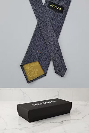 Mozaik Desen Gri Kravat & Mendil