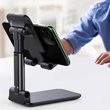 CT-STONES® Siyah Aynalı Cep Telefonu Sabitleyici Stand Katlanabilir Ayarlanabilir Telefon Standı