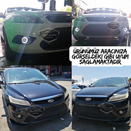 Ford Focus 2.5 2009-2011 Uyumlu Üniversal Mercekli Angel Sis Farı Metal Su Geçirmez 76 mm Buz Mavi Halkalı Gündüz Farı Angel Eyes 2 Adet