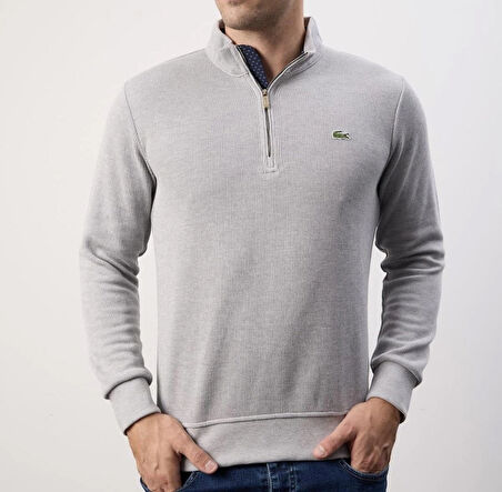LACOSTE FERMUAR YAKA GRİ DAR KESİM GARNİLİ ERKEK TEİKO