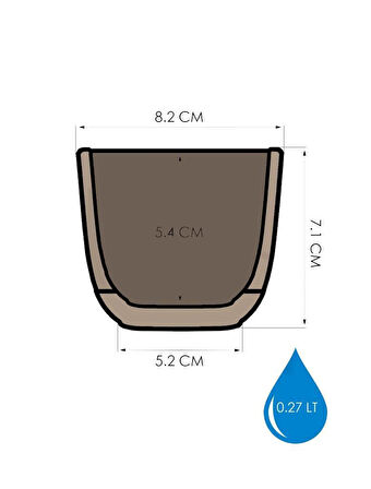 Omnipazar KRS-381 Dekoratif Plastik Mercan Kare Saksı 0.27 Litre No 1