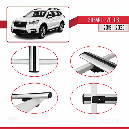 Subaru Evoltis 2019 ve Sonrası ile Uyumlu BASIC Model Ara Atkı Tavan Barı Gri 2 Adet