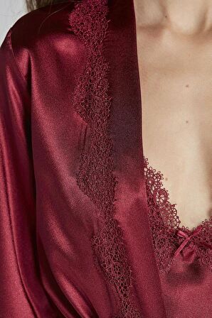 Pierre Cardin 6965 Saten Gecelik Sabahlık Pijama Takım Şort Takım 6'lı Gelin Çeyiz Seti
