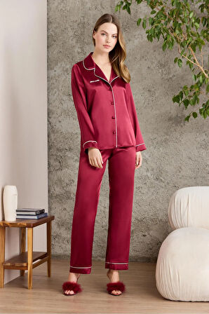 Saten Biyeli Pijama Takımı - 1200