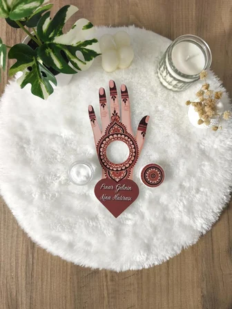 Pamuğum Atelier Mandala Tasarım Kartlı 5 ml Krem Dolgulu Kına Hediyelik  (200 Adet)