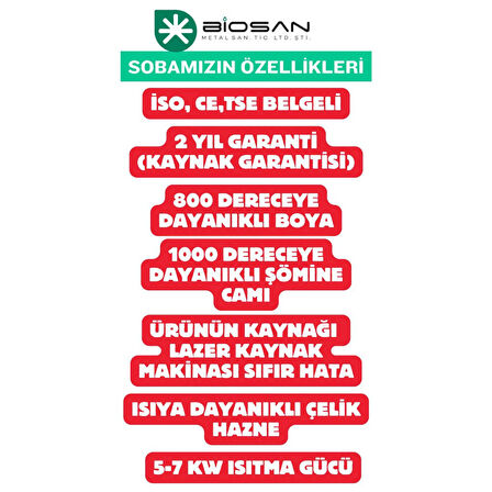 Biosan BIO63 Desenli Mini Pelet Sobası Roket Soba