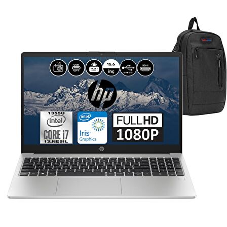 Hp 250 G10 Intel Core I7 1355U 16GB 1TB SSD Intel® Iris® Xᵉ Windows 11 Home 15.6" FHD Taşınabilir Bilgisayar 8A541EAH03 + Weblegelsin Çanta
