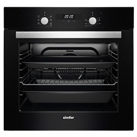 Simfer 8 Fonksiyon 60 lt Siyah Turbo Ankanstre Set ( 7327 Fırın + 3508 Ocak + 8678 Davlumbaz)