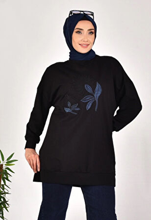 CYLN10573 PUANE İKİ İPLİK KUMAŞ KOT GARNİLİ SWEATSHIRT