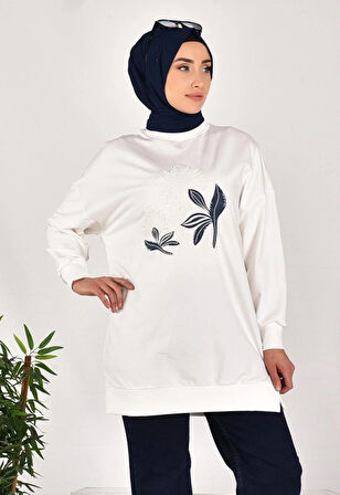 CYLN10573 PUANE İKİ İPLİK KUMAŞ KOT GARNİLİ SWEATSHIRT