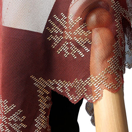 Uretti - Sefa 4419 9329 El Yapımı Tel Kırma İşleme Gelin Duvağı / Kırmızı