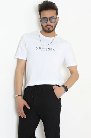 Modi Green Lüx Penye Regular Baskılı Erkek Tişört Beyaz - 71261.1878.