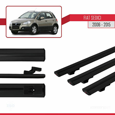 Fiat Sedici 2006-2015 Arası ile Uyumlu BASIC Model Ara Atkı Tavan Barı Siyah 3 Adet