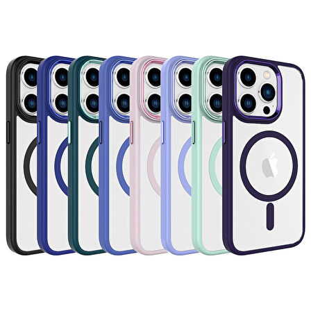 Gpack Apple iPhone 15 Pro Kılıf Wireless Şarj Özellikli Buttom Magsafe Silikon Kapak