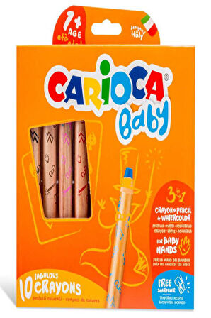 Carioca Jumbo Bebek Ahşap Gövde Kuru Boya 3 İn 1 10Lu 42818