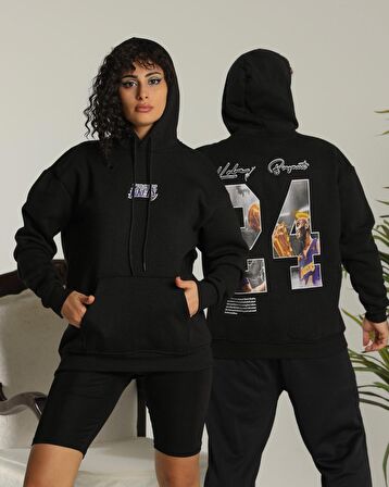 Sevgili Kombini Çift Unisex Oversize 3 İplik Siyah