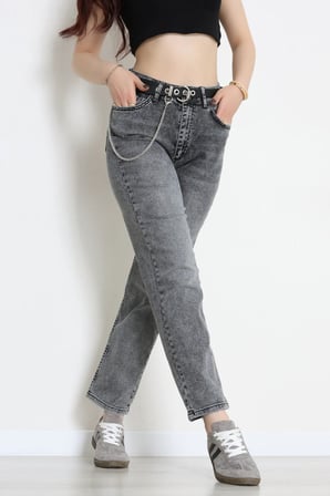 Modi Green Kemerli Mom Kot Pantolon Gray - 2793853.1968.