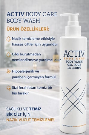 ACTIV BODY CARE Nemlendirici Duş Jeli 360 ml – Günlük Temizlik ve Ferahlık