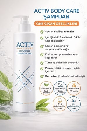 ACTIV BODY CARE Şampuan 360 ml + Saç Kremi Seti 360 ml - Günlük Bakım & Nem Dengeleyici