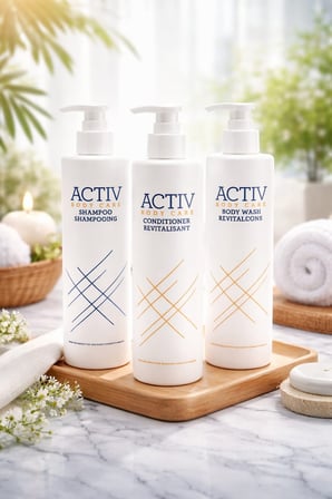 ACTIV BODY CARE 3’lü Bakım Seti – Şampuan + Saç Kremi + Duş Jeli 360 ml